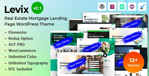 Levix – Real Estate & Mortgage Elementor WordPress Theme