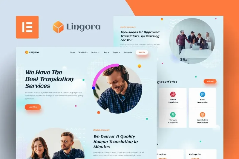 Lingora – Online Translation Services Elementor Template