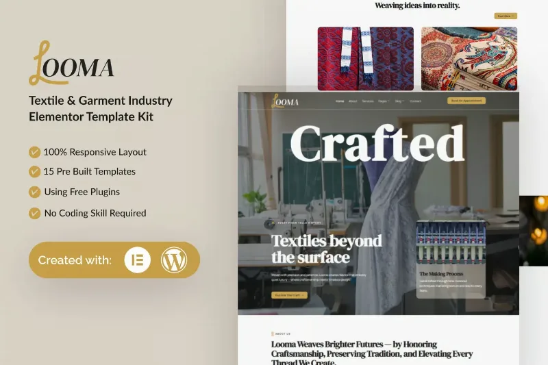 Looma - Textile Garment Industry Elementor Template Kit