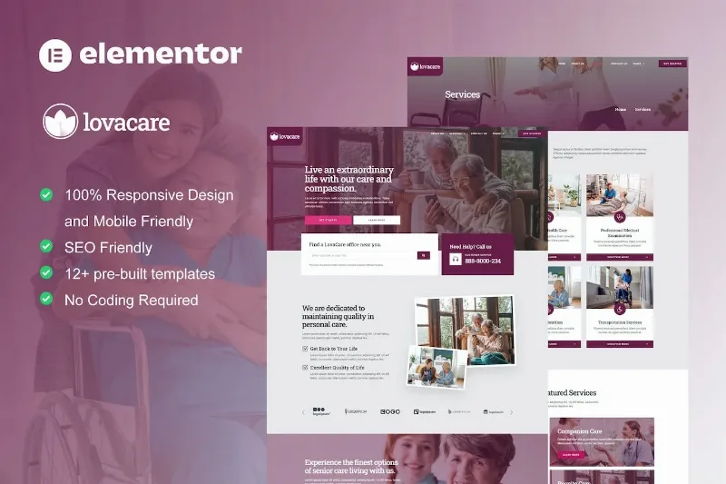 LovaCare – Senior Care Services Elementor Template
