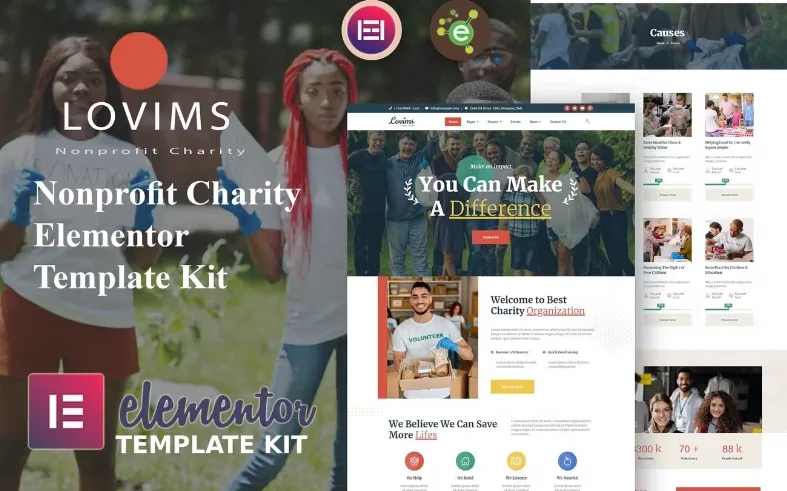 Lovims – Charity NonProfit Elementor Template