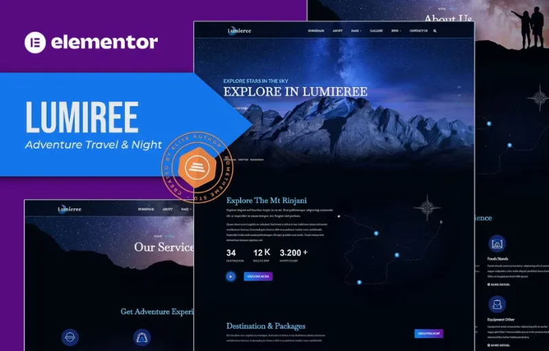 Lumieree – Adventure Travel & Night Camping Elementor Template