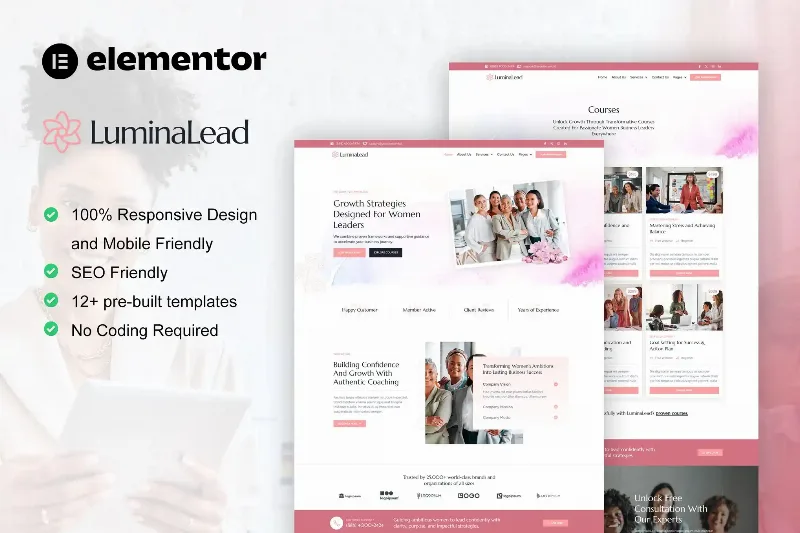 LuminaLead - Feminine Business Coaching Elementor Pro Template Kit