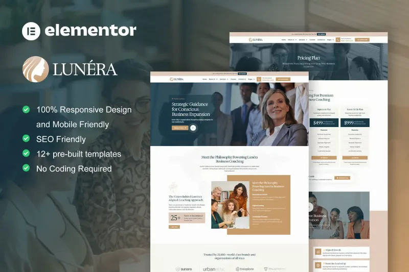 Lunera - Feminine Business Coaching Elementor Pro Template Kit
