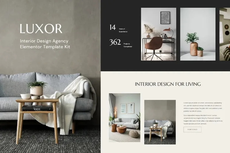 Luxor – Interior Design Agency Elementor Template