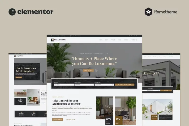 Luxxy – Luxurious Interior & Architecture Elementor Pro Full Site Template
