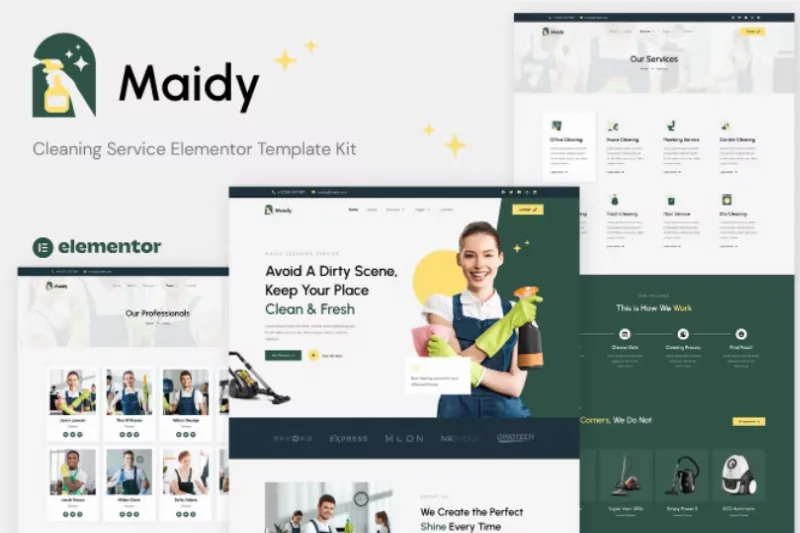 Maidy – Cleaning Service Elementor Template