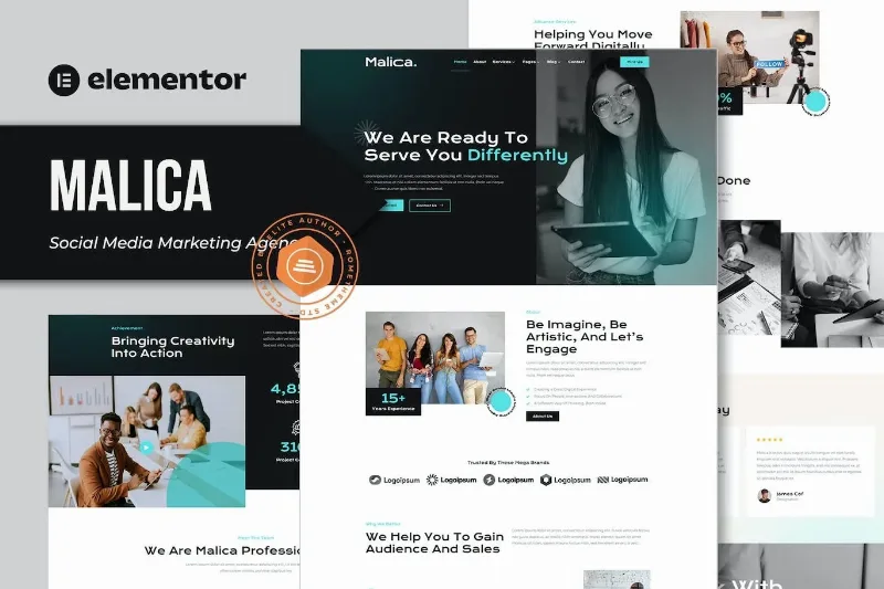 Malica – Social Media Marketing Agency Elementor Template