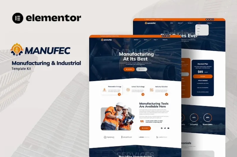 Manufec – Manufacturing & Industrial Elementor Template