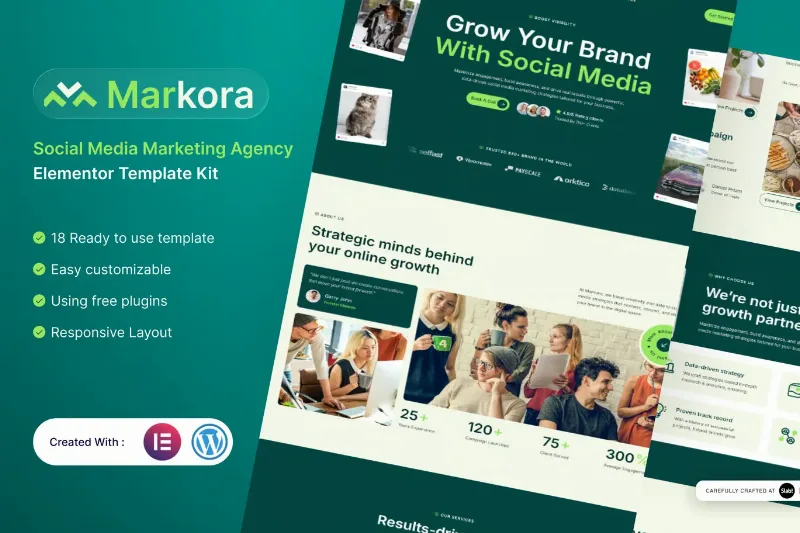 Markora - Social Media Marketing Agency Elementor Template Kit