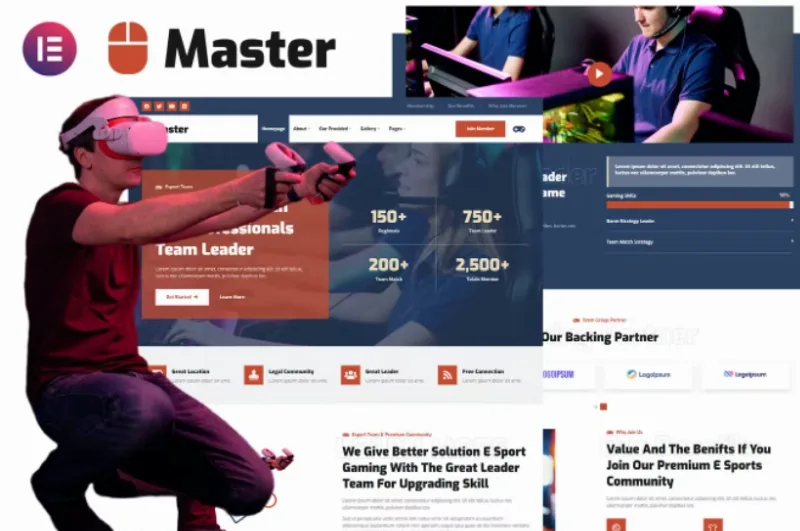 Master – Esport Team & Gaming Community Elementor Template