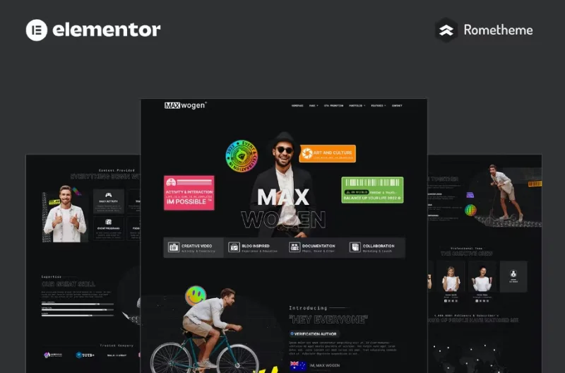 MAX – Content Creator Elementor Pro Full Site Template