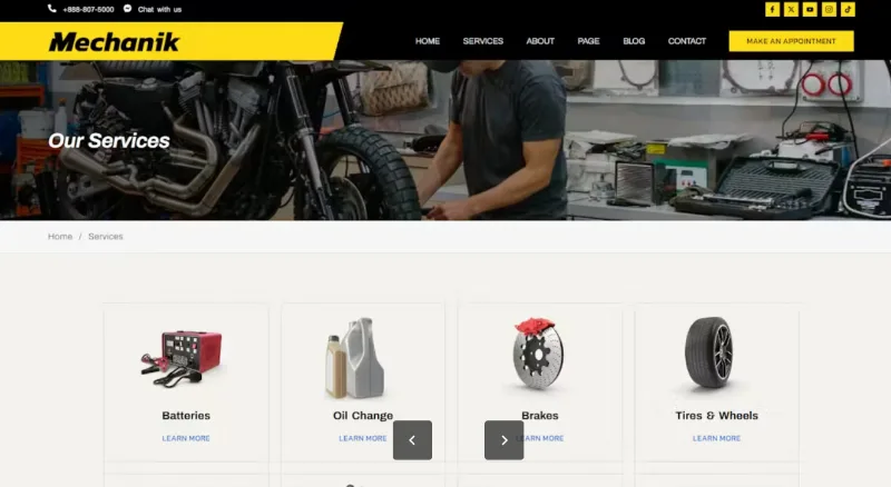 Mechanik – Car Repair & Auto Services Elementor Template