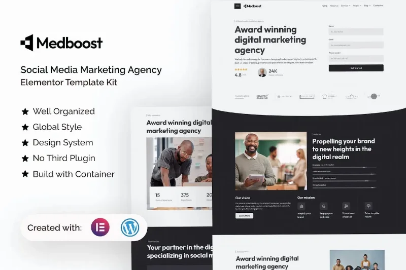 Medboost – Social Media Marketing Agency Elementor Template