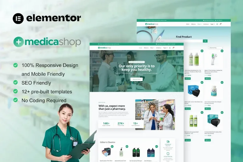 MedicaShop – Pharmacy & Medical Store Elementor Template