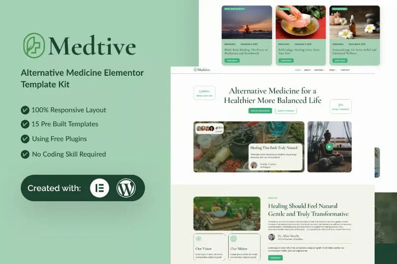 Medtive - Alternative Medicine Elementor Template Kit