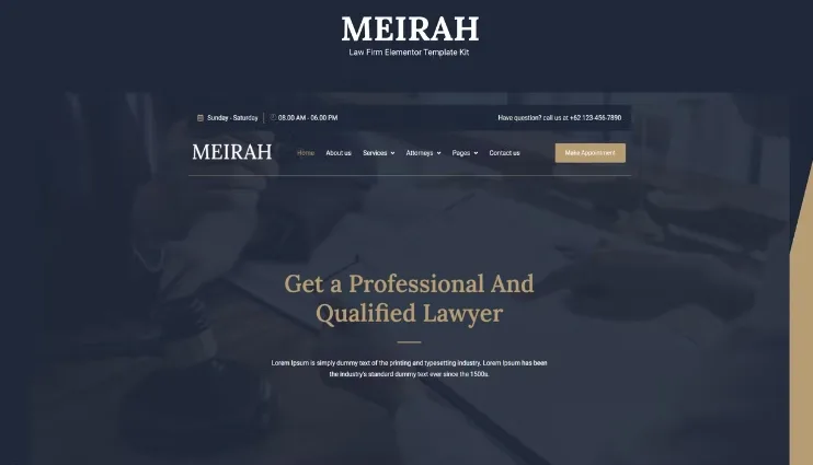 Meirah – Law Firm Elementor Template