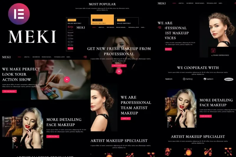 Meki – Artist Makeup Business Services Elementor Template