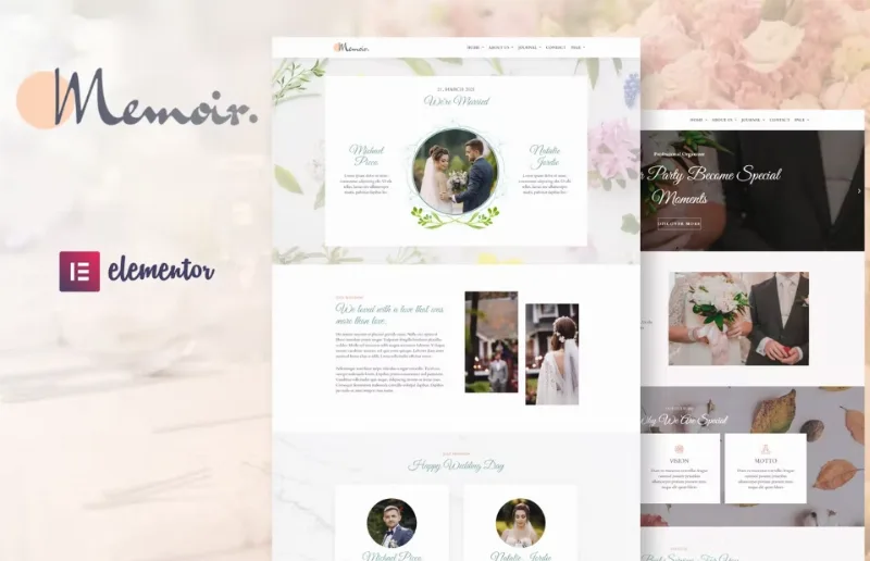 Memoir – Wedding Event & Party Organizer Elementor Template