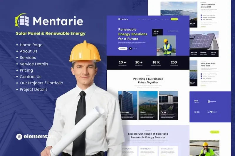 Mentarie – Solar Panel & Sustainable Energy Elementor Template