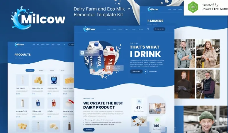 Milcow – Dairy Farm & Eco Milk Elementor Template