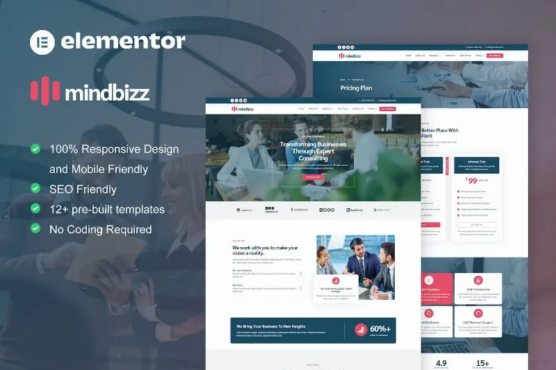 MindBizz – Business Consulting Elementor Pro Template