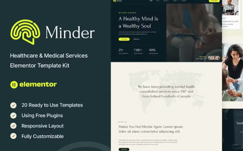 Minder – Mental Health & Therapy Elementor Template