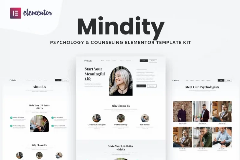 Mindity – Psychologist Teraphist Elementor Template