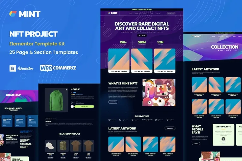 Mint – NFT Projects & Portfolio WooCommerce Elementor Template