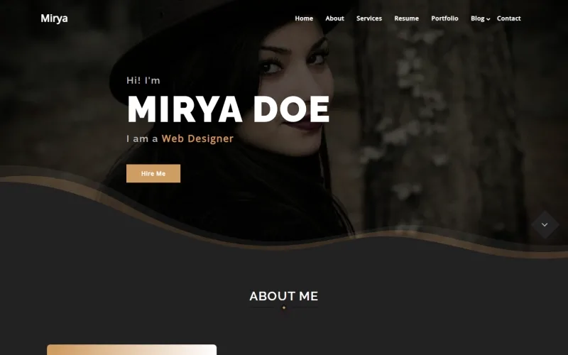 Mirya – Personal Portfolio WordPress Theme