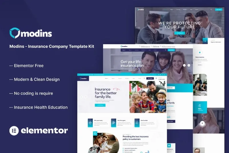Modins – Insurance Company Elementor Template