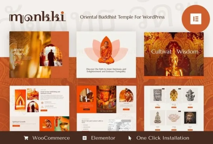 Monkki – Oriental Buddhist Temple Elementor Pro Template