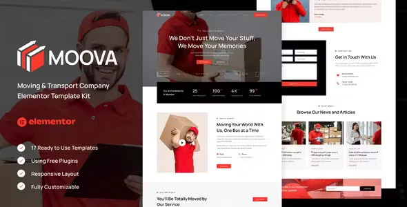 Moova Moving Services Elementor Template Kit