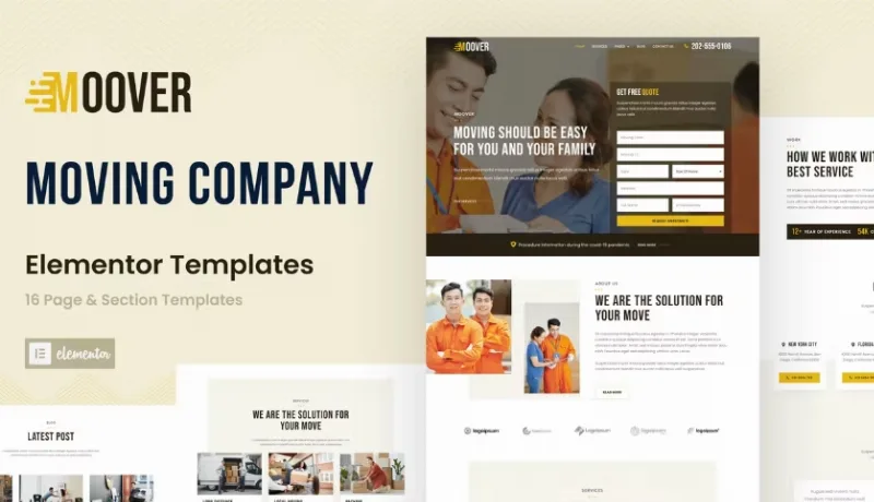 Moover – Moving Company Website Elementor Template