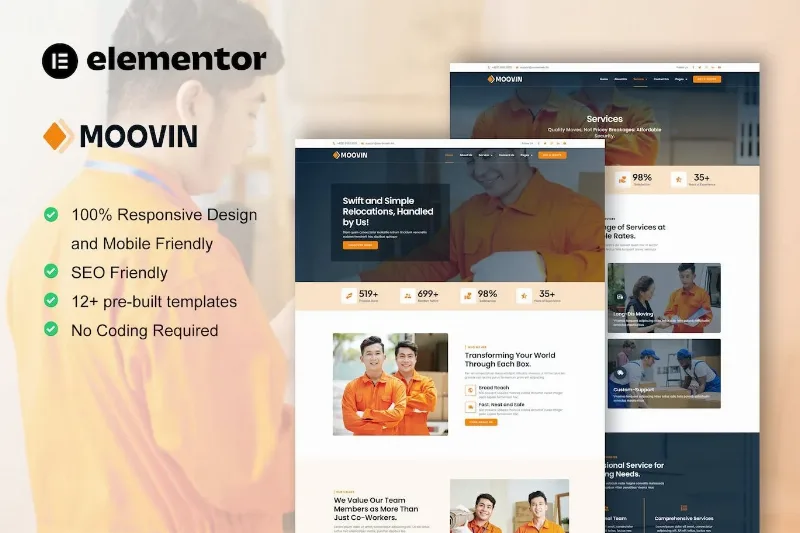 Moovin – Moving Company Elementor Pro Template