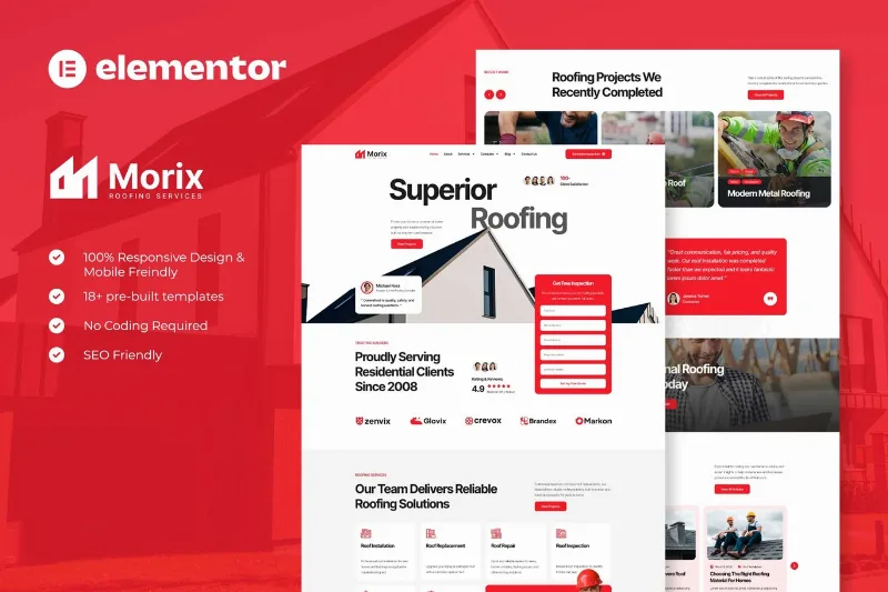 Morix - Roofing Services Elementor Pro Template Kit
