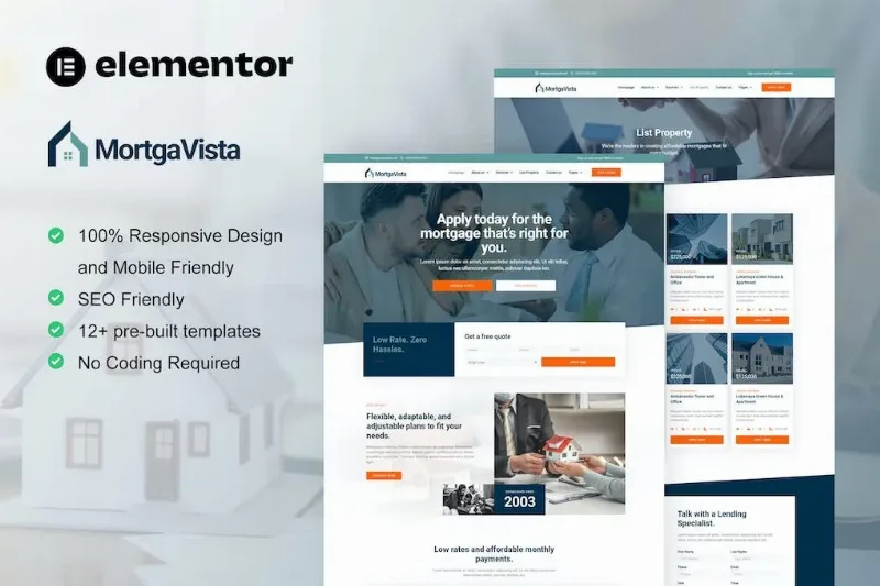 Mortgavista – Mortgage Elementor Pro Template