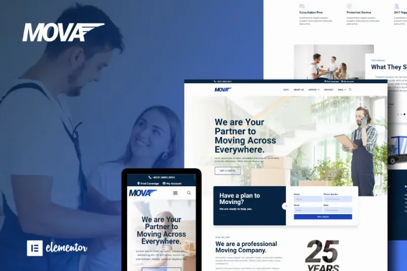 Mova – Moving Company Elementor Template