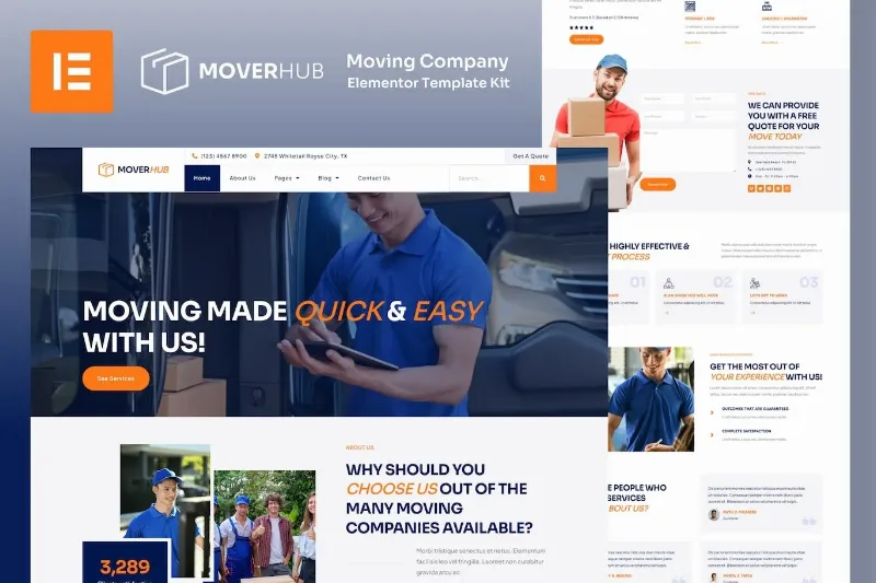 Moverhub – Moving Company Elementor Template