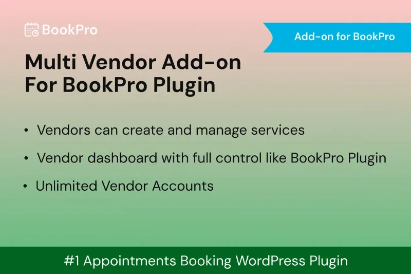 Multi Vendor Add-on for BookPro Plugin WordPress