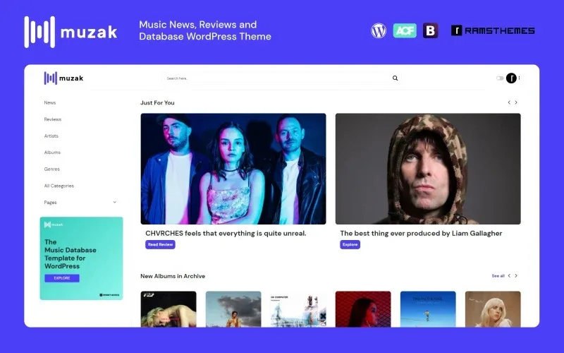 MUZAK – Music News, Reviews, Blog and Database WordPress Theme