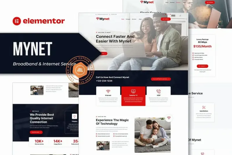 Mynet – Broadband & Internet Service Provider Elementor Template Kit
