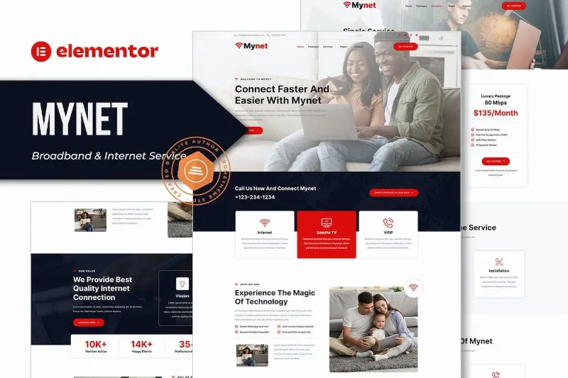 Mynet – Broadband & Internet Service Provider Elementor Template