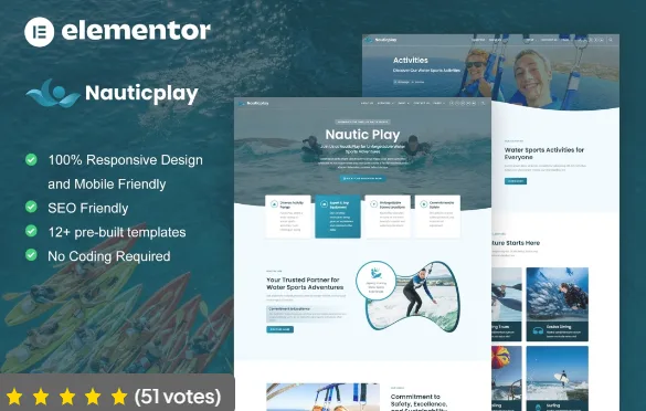 NauticPlay – Water Sports & Surfing Elementor Pro Template