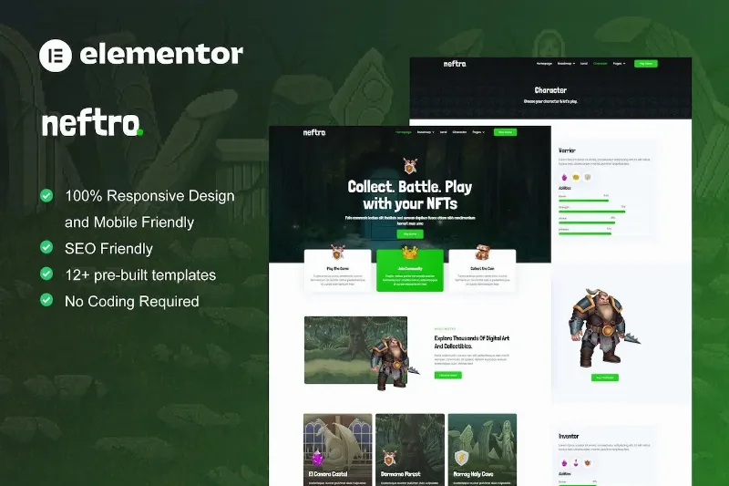 Neftro – Game NFT Elementor Template