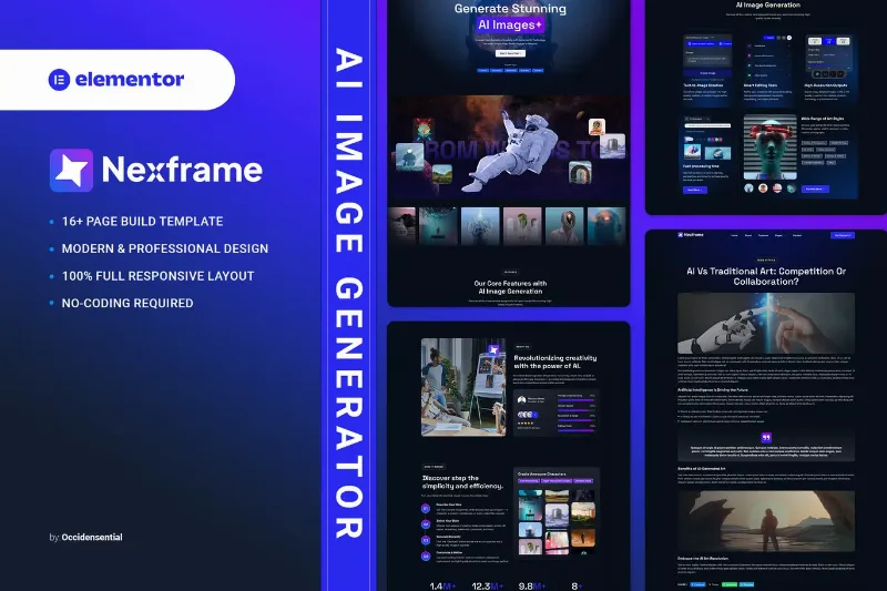 Nexframe - AI Image Generator Elementor Template Kit