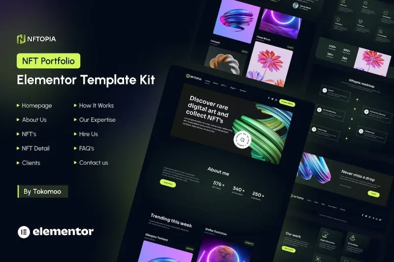 Nftopia – NFT Portfolio Elementor Pro Template