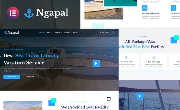 Ngapal – Sea Luxury Yatch Vacation Services Elementor Template