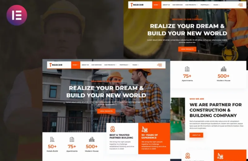 Ngecor – Construction & Building Company Elementor Template