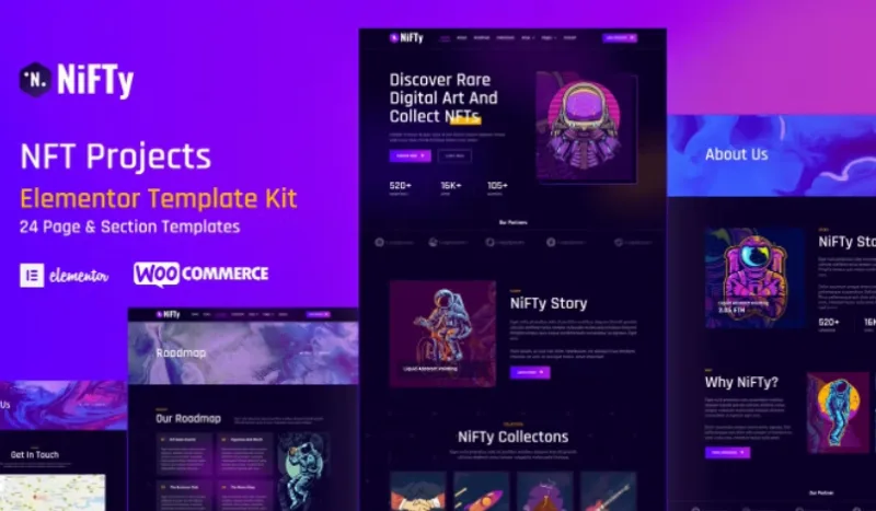 NiFTy – NFT Project & Portfolio WordPress Elementor Template